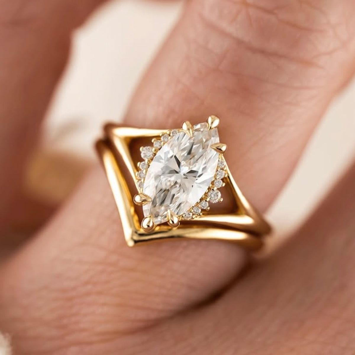 2.0Ct Moissanite Marquise Cut Elegant Wedding Set in Sterling Silver-Sterling Silver-lornajewelry