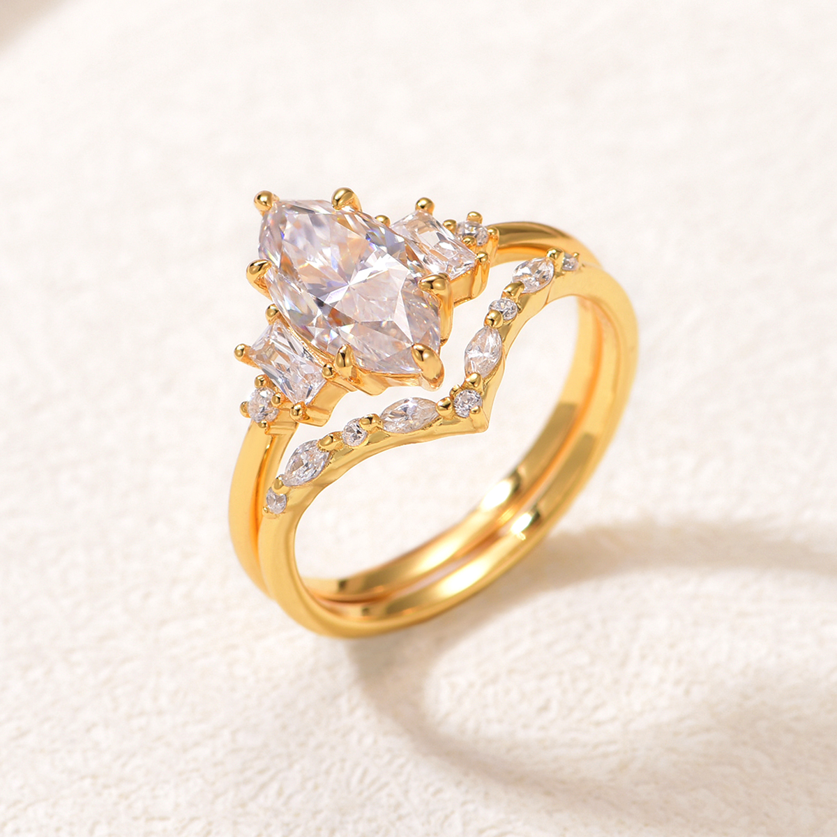 2.0Ct Moissanite Marquise Cut Refined Wedding Set in Sterling Silver-Sterling Silver-lornajewelry