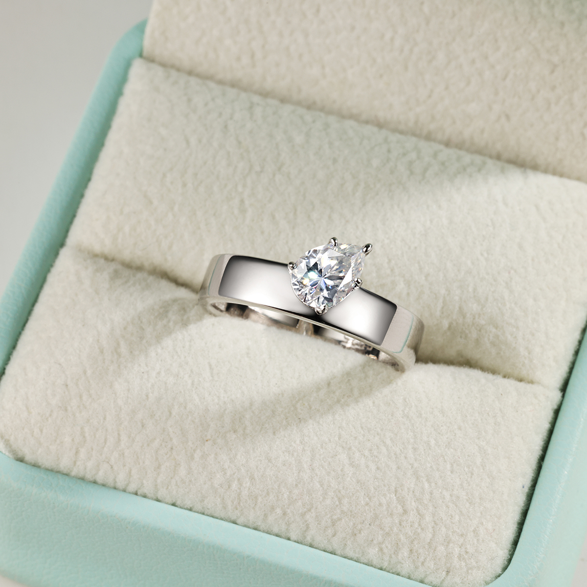 0.8Ct Moissanite Pear Cut Timeless Design Solitaire Engagement Ring in Sterling Silver-Sterling Silver-lornajewelry