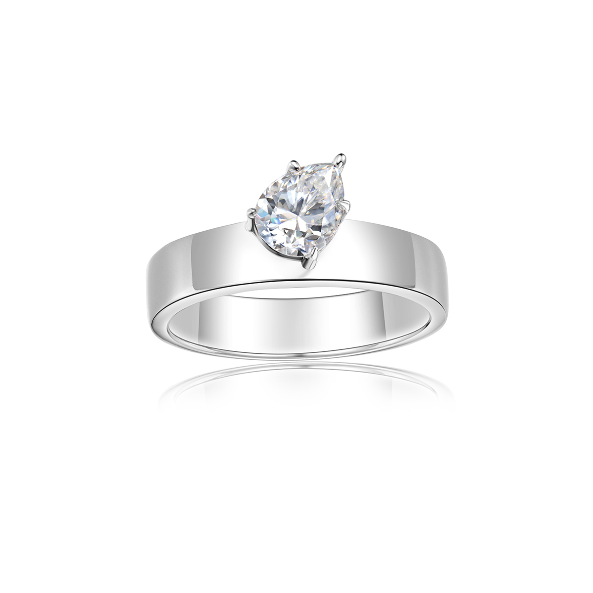 0.8Ct Moissanite Pear Cut Timeless Design Solitaire Engagement Ring in Sterling Silver-Sterling Silver-lornajewelry
