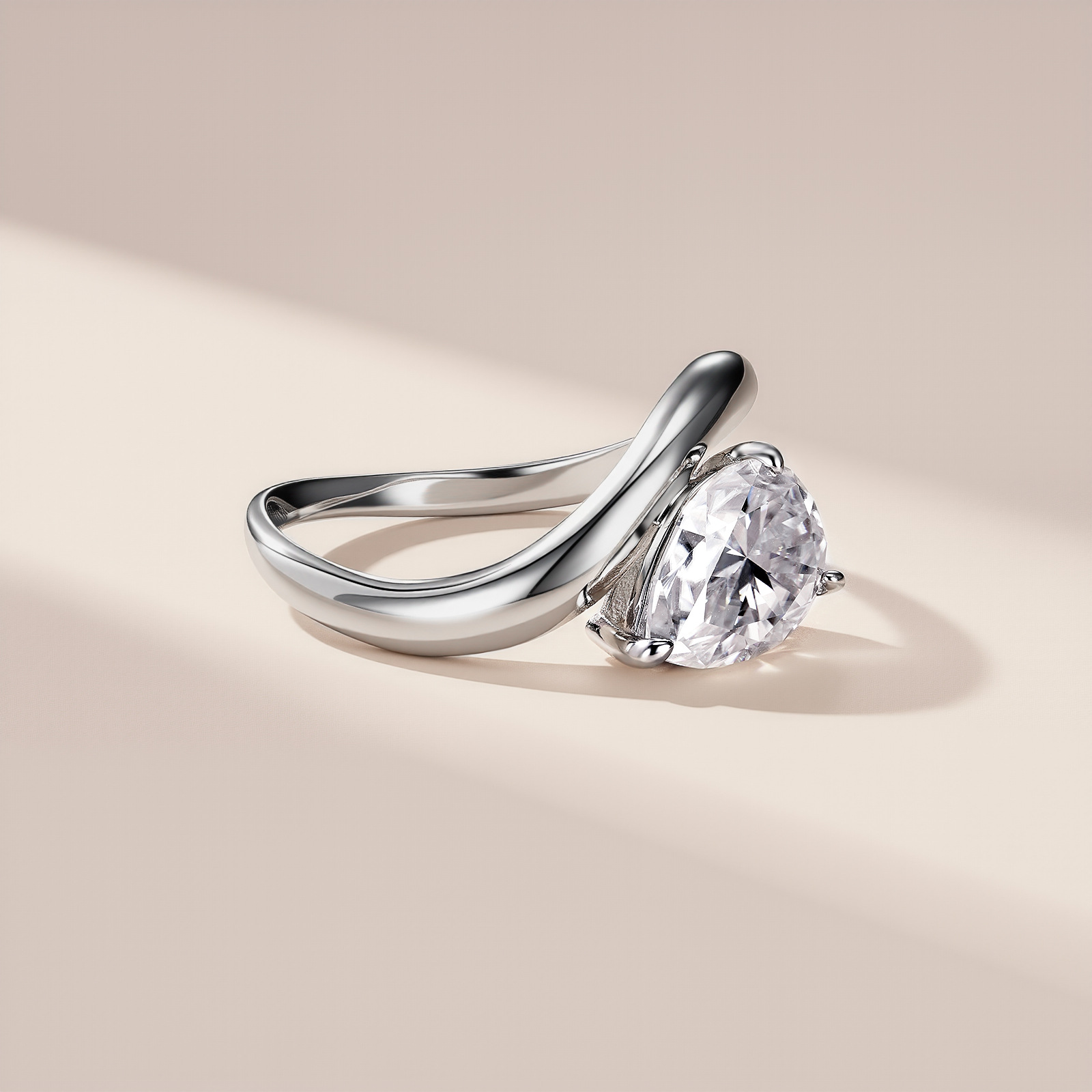 2Ct Moissanite Pear Cut Elegant Solitaire Engagement Ring in Sterling Silver-Sterling Silver-lornajewelry