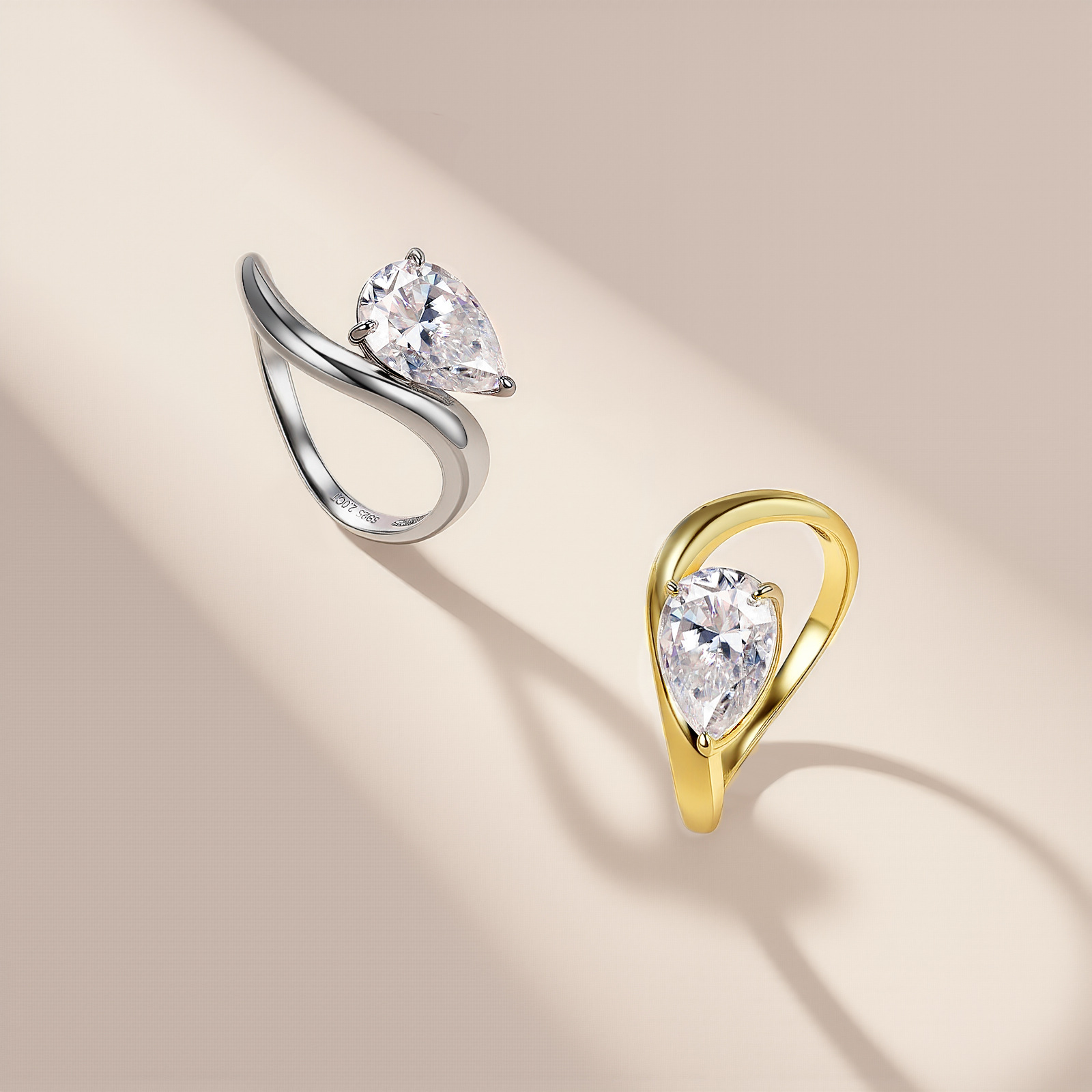 2Ct Moissanite Pear Cut Elegant Solitaire Engagement Ring in Sterling Silver-Sterling Silver-lornajewelry