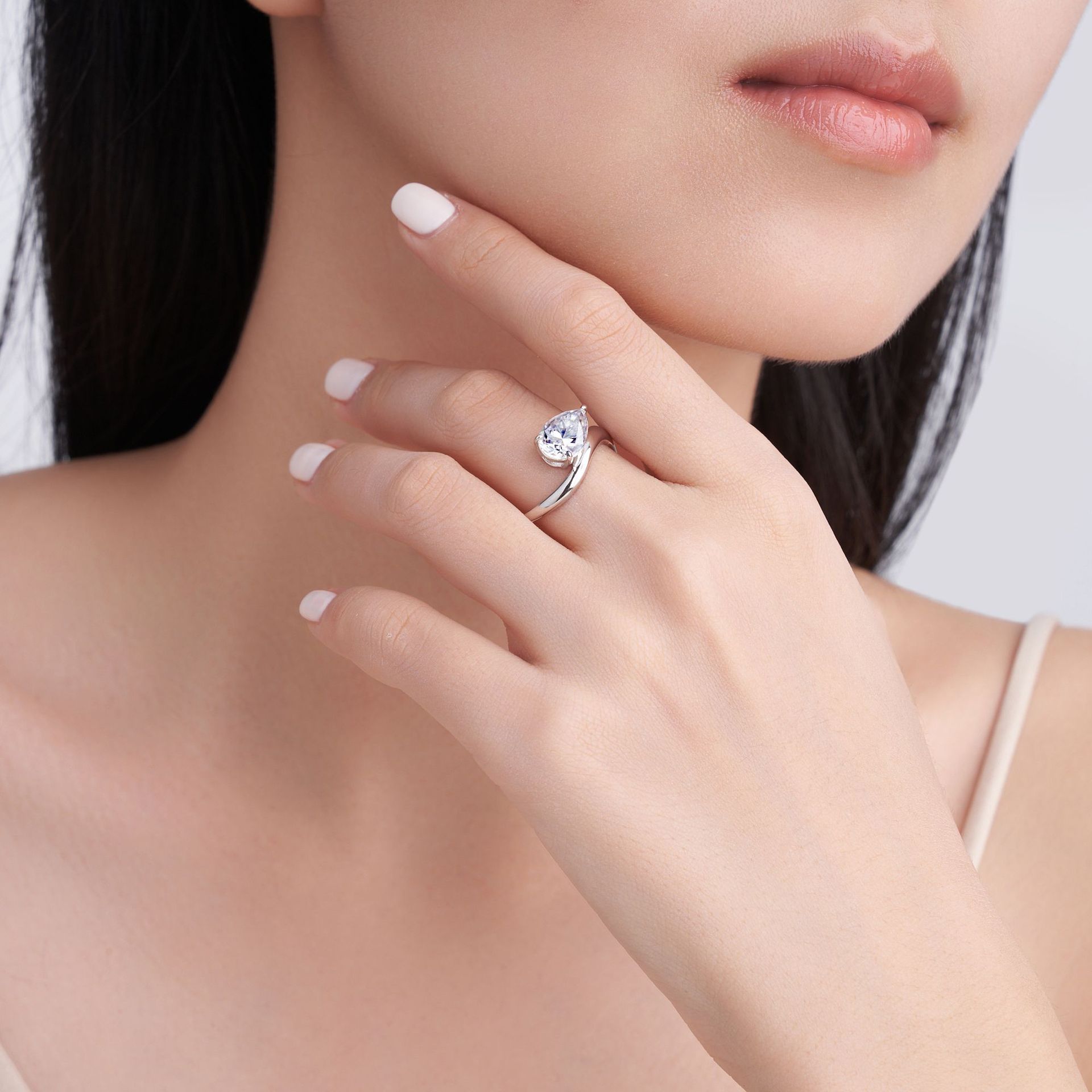 2Ct Moissanite Pear Cut Elegant Solitaire Engagement Ring in Sterling Silver-Sterling Silver-lornajewelry