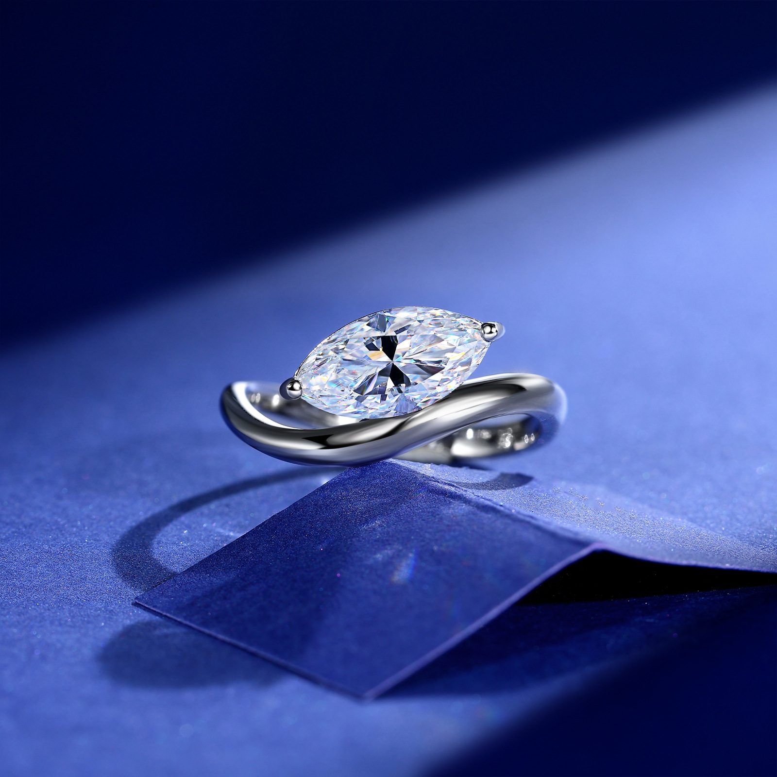 2Ct Moissanite Marquise Cut Solitaire Elegant Design Engagement Ring in Sterling Silver-Sterling Silver-lornajewelry