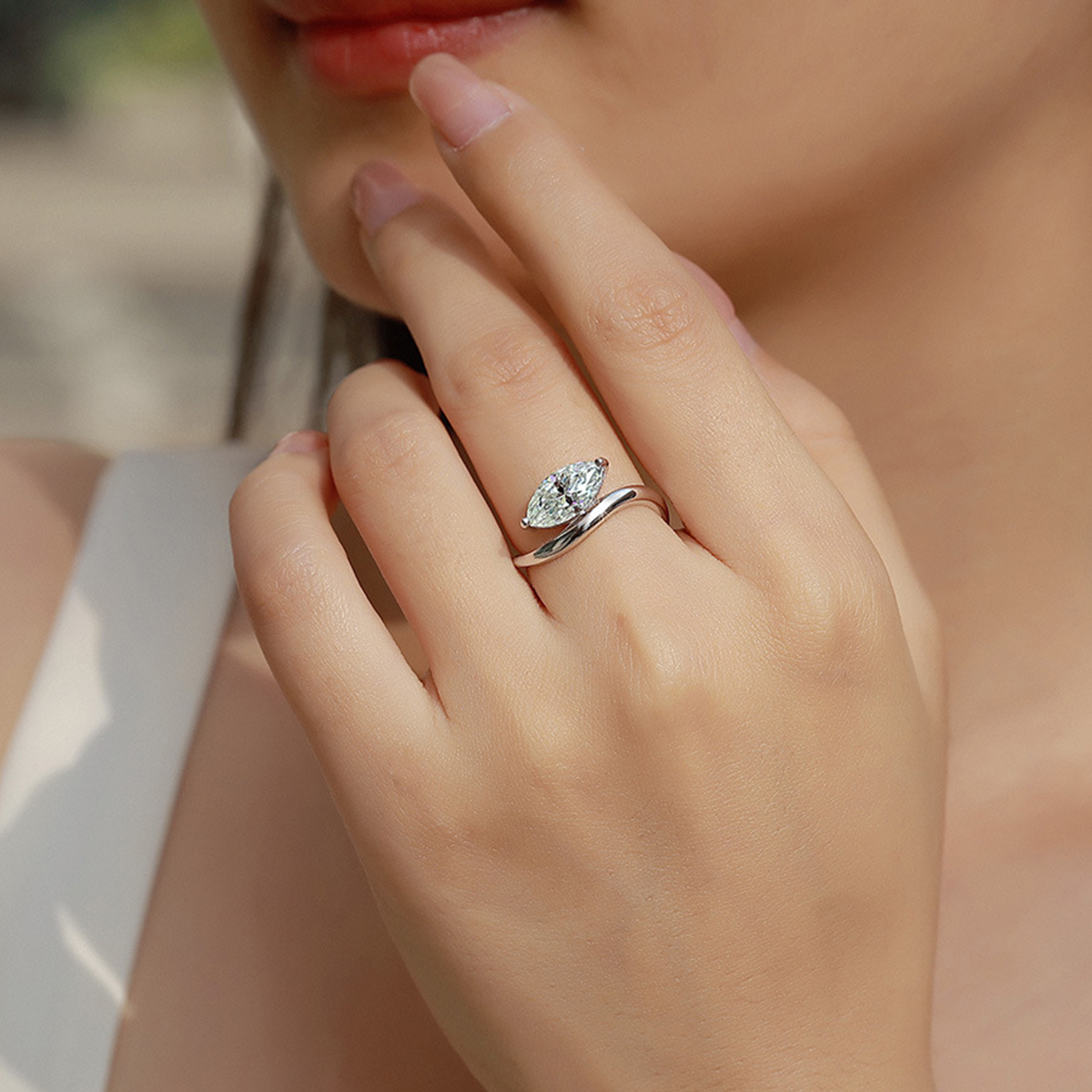 2Ct Moissanite Marquise Cut Solitaire Elegant Design Engagement Ring in Sterling Silver-Sterling Silver-lornajewelry