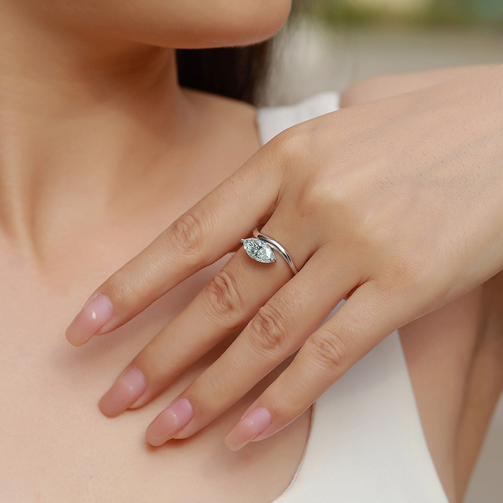 2Ct Moissanite Marquise Cut Solitaire Elegant Design Engagement Ring in Sterling Silver-Sterling Silver-lornajewelry