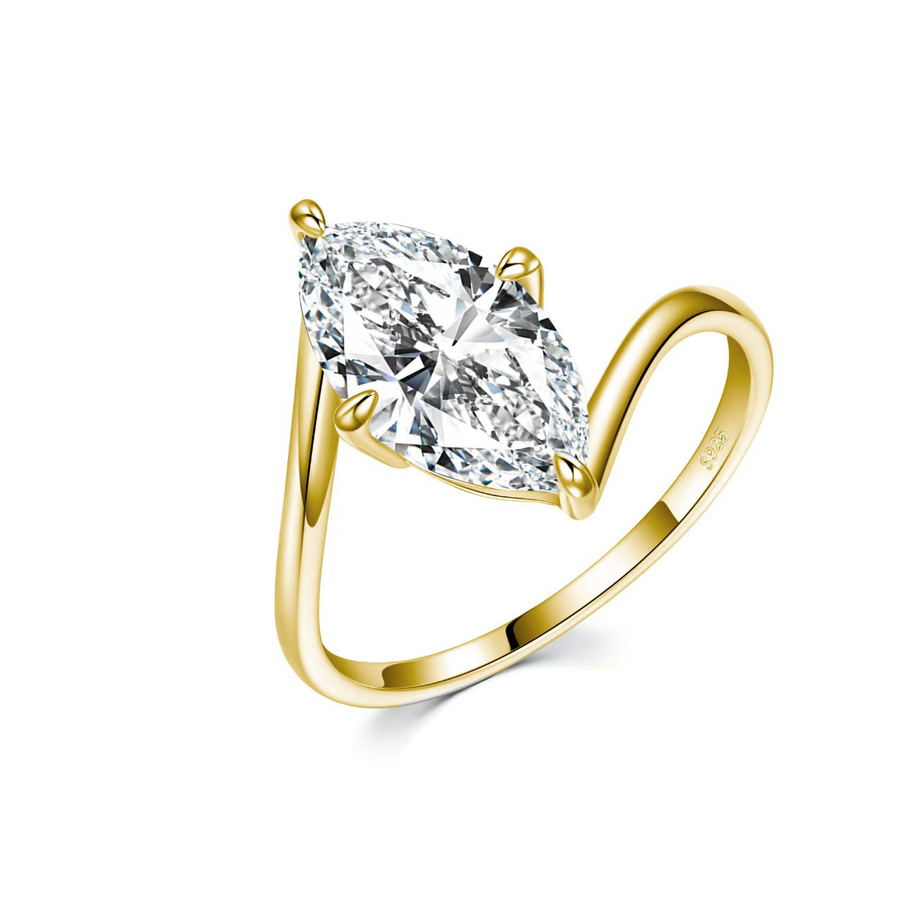 3Ct Moissanite Marquise Cut Solitaire Eternal Love Guardian Design Engagement Ring in Sterling Silver-Sterling Silver-lornajewelry