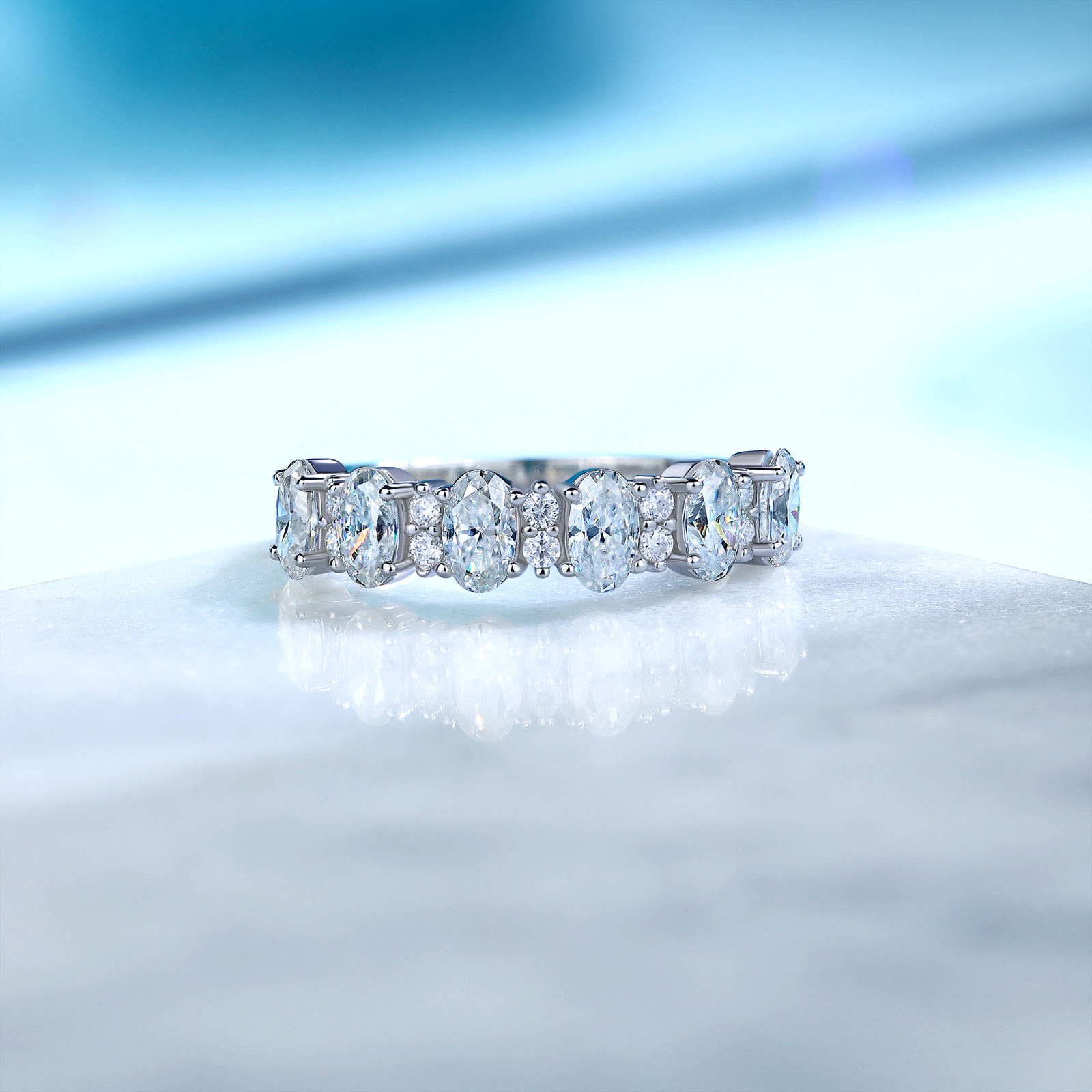 1.94Ct Moissanite Oval Cut Romantic Elegant Design Engagement Ring in Sterling Silver-Sterling Silver-lornajewelry