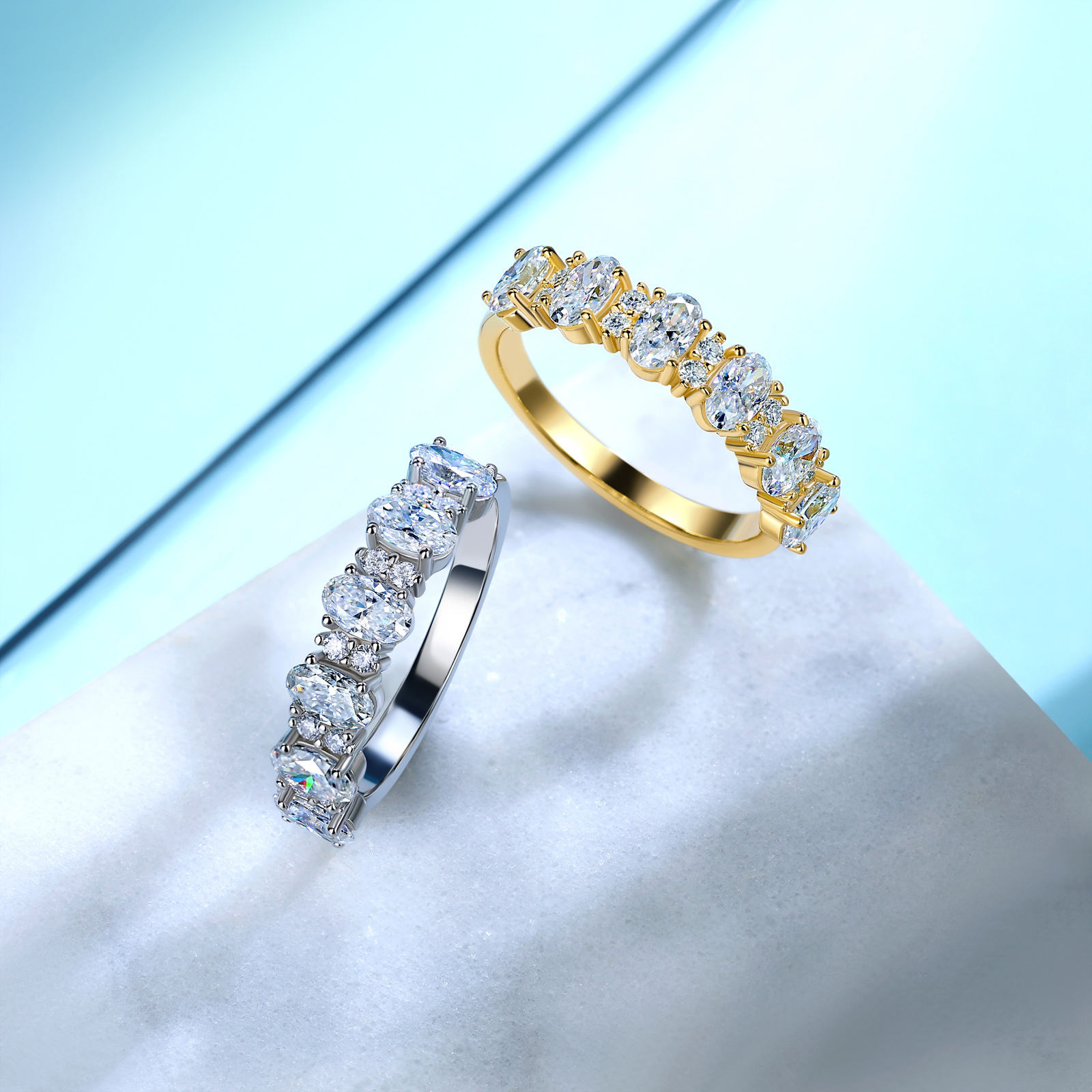 1.94Ct Moissanite Oval Cut Romantic Elegant Design Engagement Ring in Sterling Silver-Sterling Silver-lornajewelry