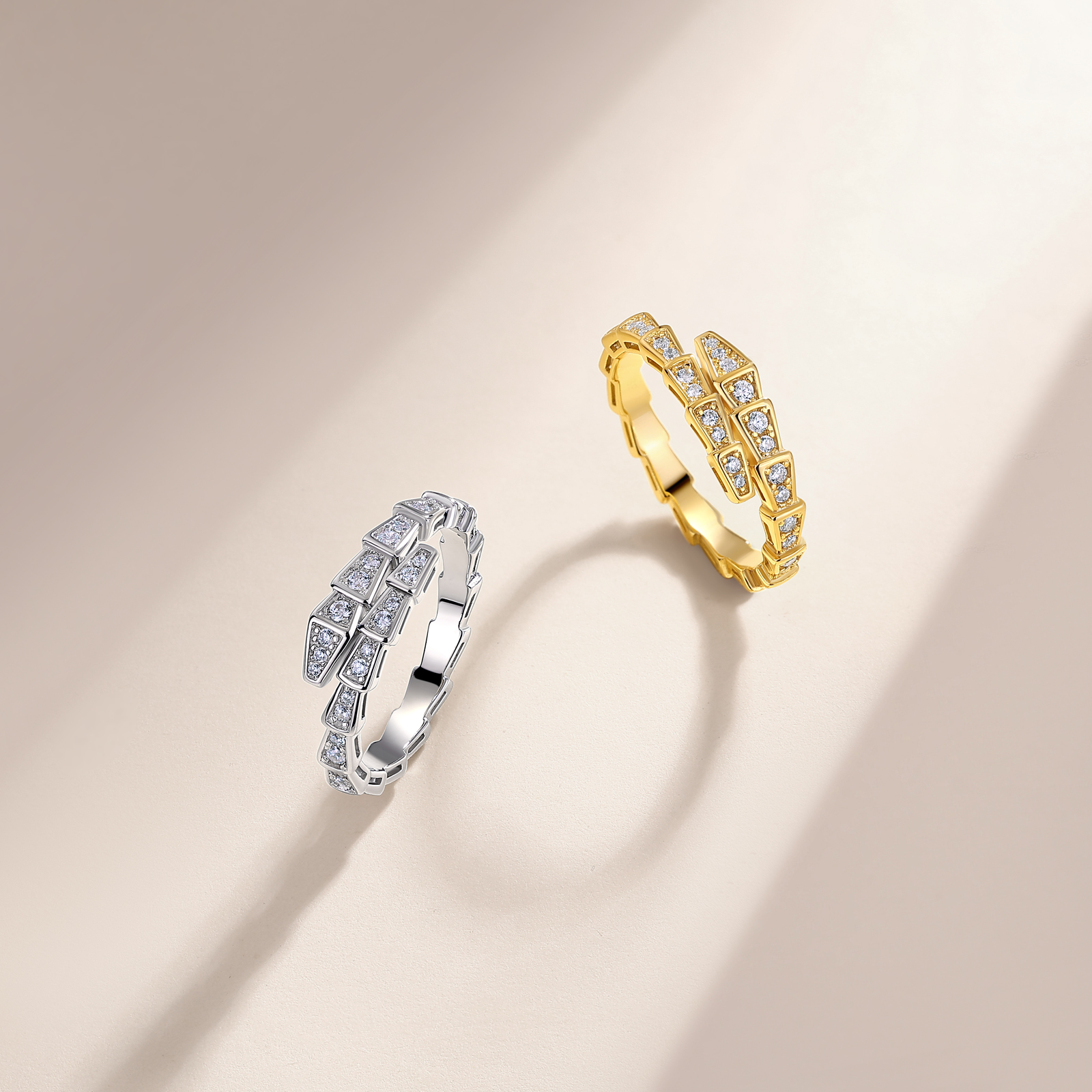 Moissanite Snake Inspired Statement Wedding Band Ring In Sterling Silver-Sterling Silver-lornajewelry