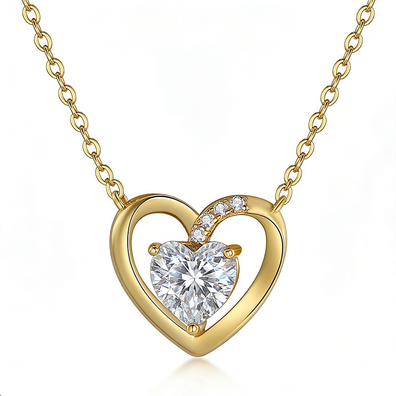 0.8 Carat Moissanite Heart Design Necklace in Sterling Silver-Sterling Silver-lornajewelry