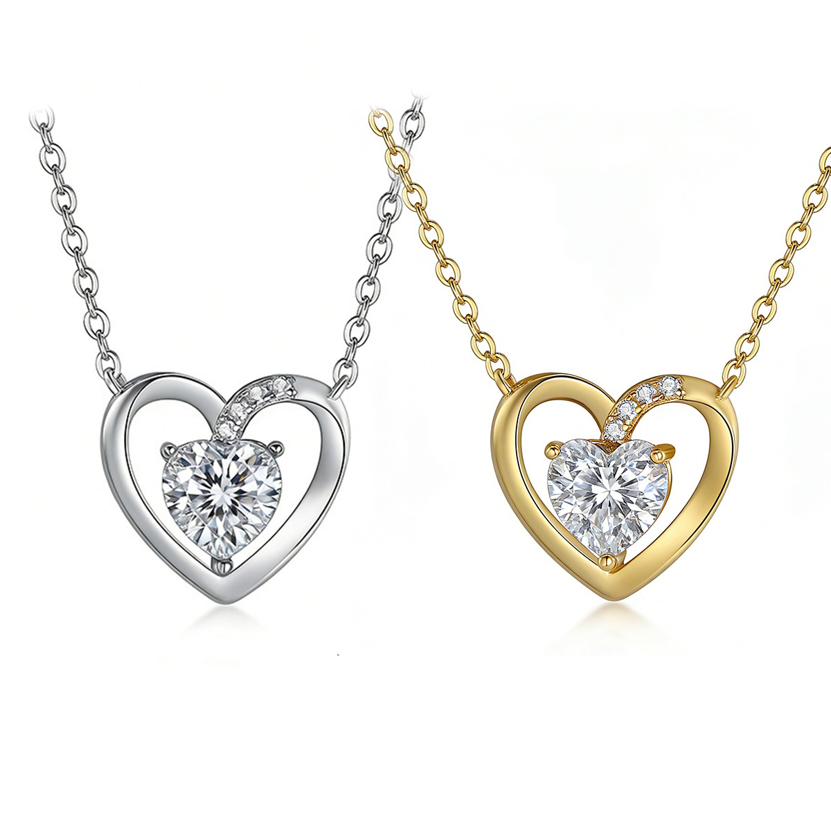 0.8 Carat Moissanite Heart Design Necklace in Sterling Silver-Sterling Silver-lornajewelry