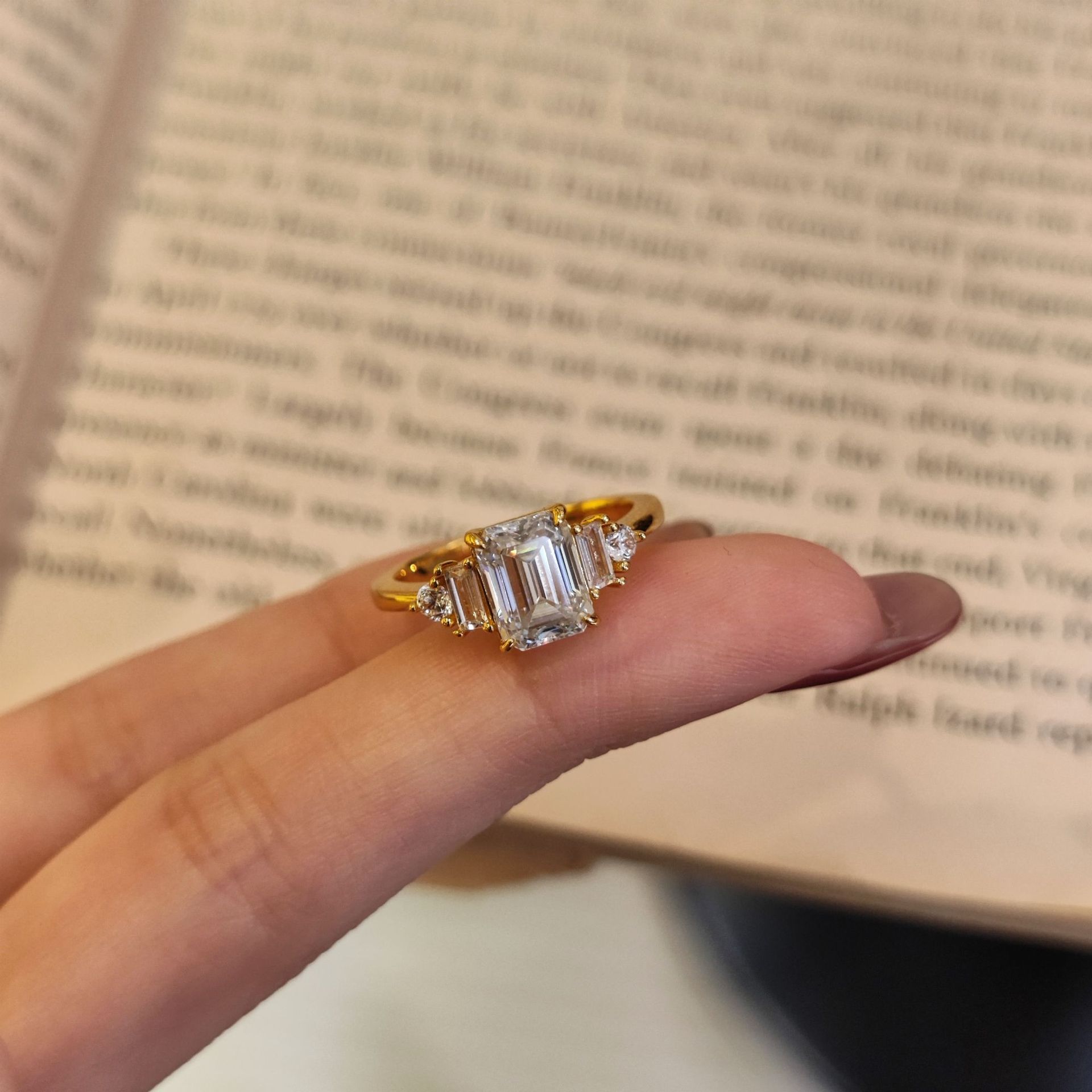 2Ct Moissanite Emerald Cut Side Stone Elegant Design Engagement Ring in Sterling Silver-Sterling Silver-lornajewelry