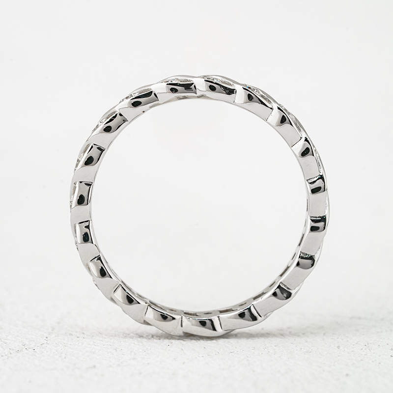 Moissanite Stunning Round Cut Twisted Pavé Eternity Women's Wedding Band In Sterling Silver-Sterling Silver-lornajewelry