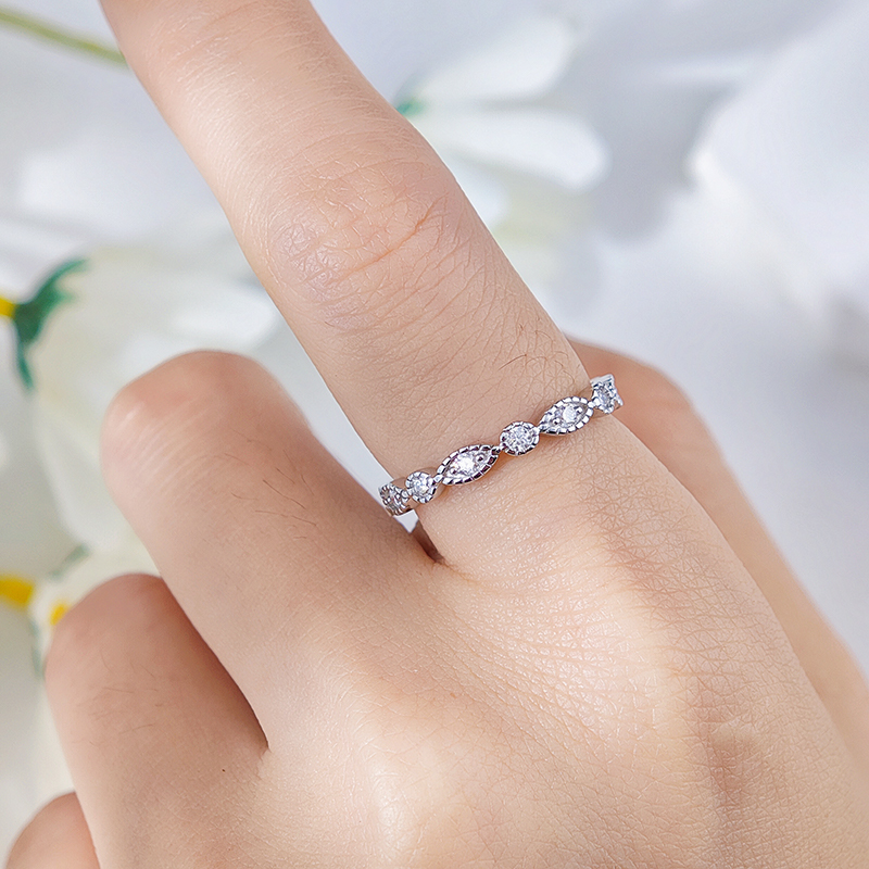 Moissanite Round Cut Infinity Eternity Women's Wedding Band In Sterling Silver-Sterling Silver-lornajewelry