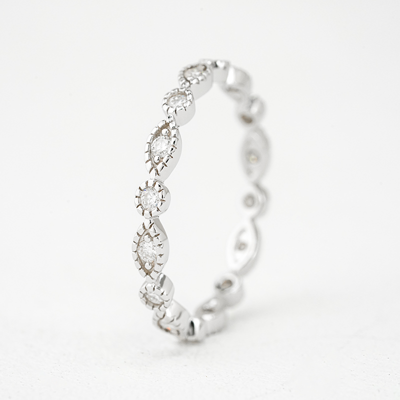 Moissanite Round Cut Infinity Eternity Women's Wedding Band In Sterling Silver-Sterling Silver-lornajewelry