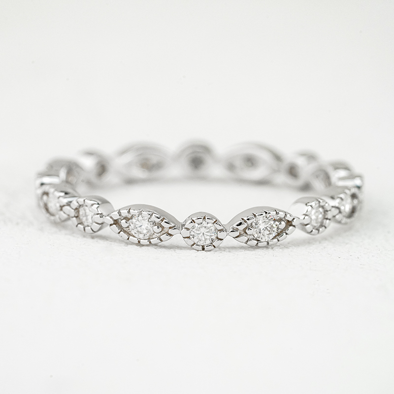Moissanite Round Cut Infinity Eternity Women's Wedding Band In Sterling Silver-Sterling Silver-lornajewelry