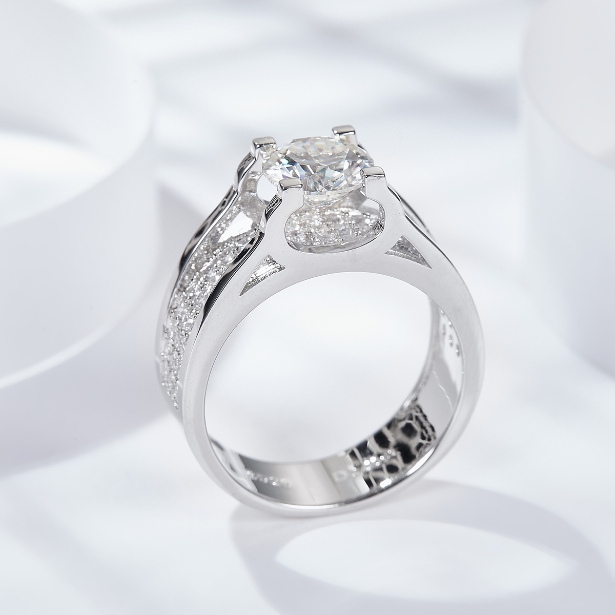 1/2Ct Moissanite Round Cut Pave Handsome Men's Promise Ring in 925 Sterling Silver-Sterling Silver-lornajewelry