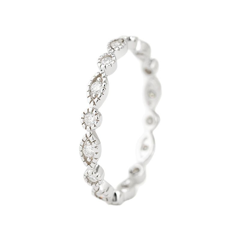 Moissanite Round Cut Infinity Eternity Women's Wedding Band In Sterling Silver-Sterling Silver-lornajewelry