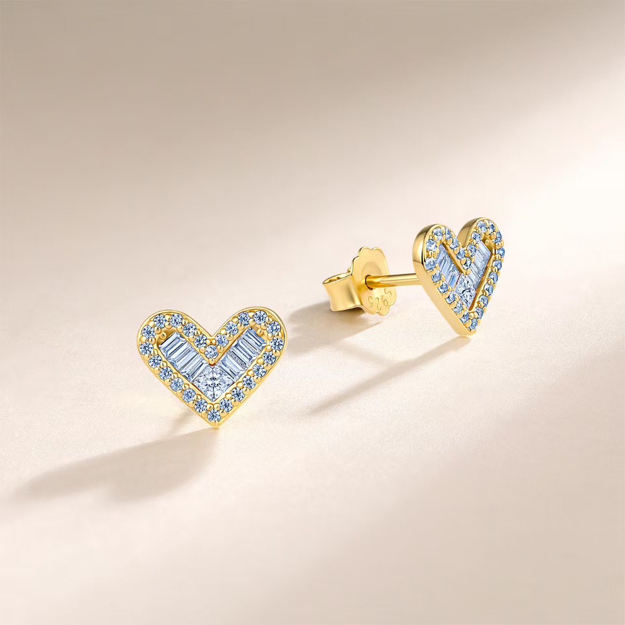 1.2 Carat Moissanite Heart Shaped Stud Earrings in Sterling Silver-Sterling Silver-lornajewelry