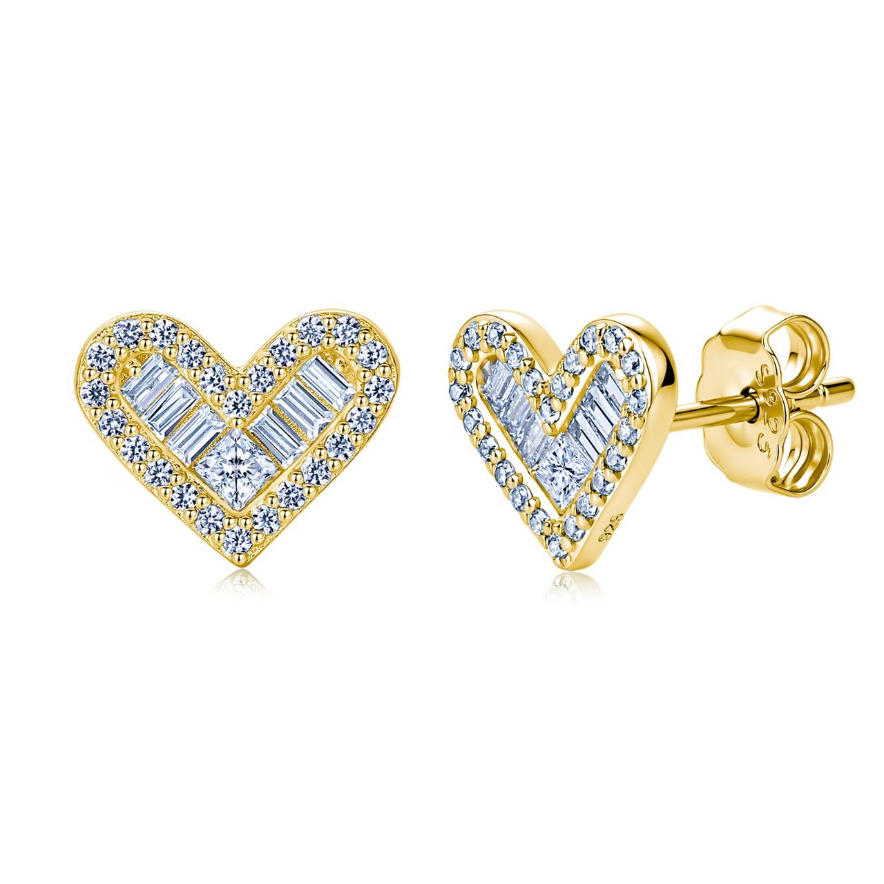 1.2 Carat Moissanite Heart Shaped Stud Earrings in Sterling Silver-Sterling Silver-lornajewelry
