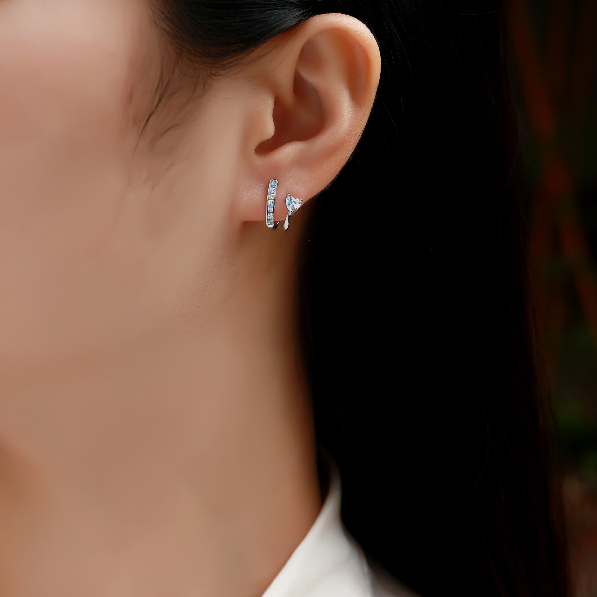 2.4 Carat Moissanite Heart Cut Fashion Earrings in Sterling Silver-Sterling Silver-lornajewelry