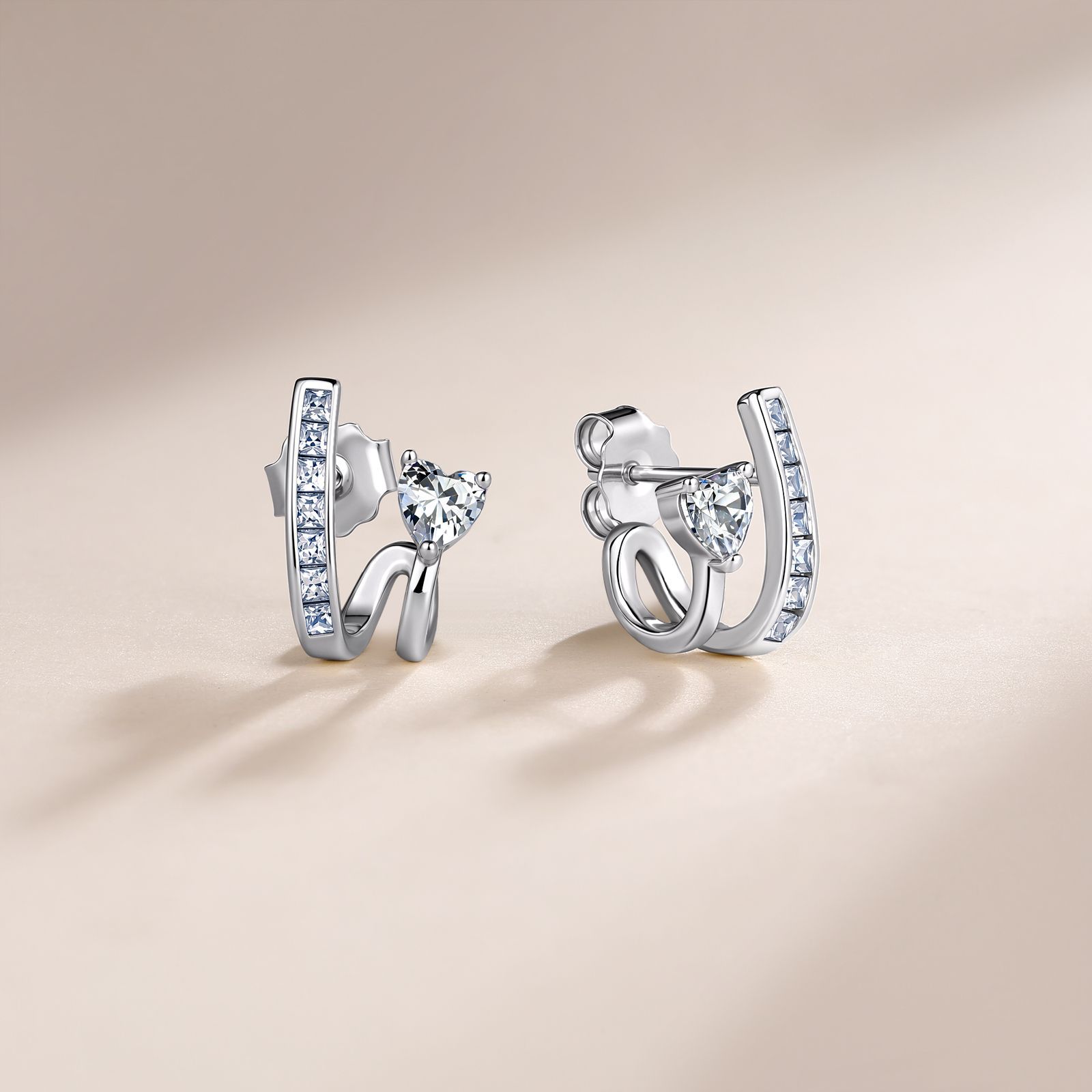 2.4 Carat Moissanite Heart Cut Fashion Earrings in Sterling Silver-Sterling Silver-lornajewelry