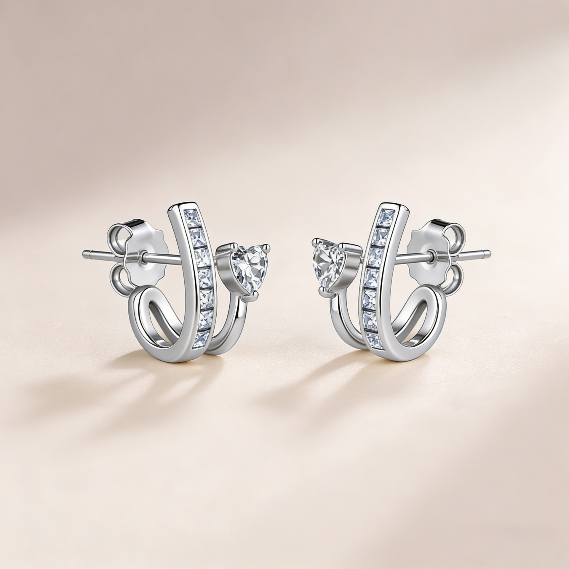 2.4 Carat Moissanite Heart Cut Fashion Earrings in Sterling Silver-Sterling Silver-lornajewelry