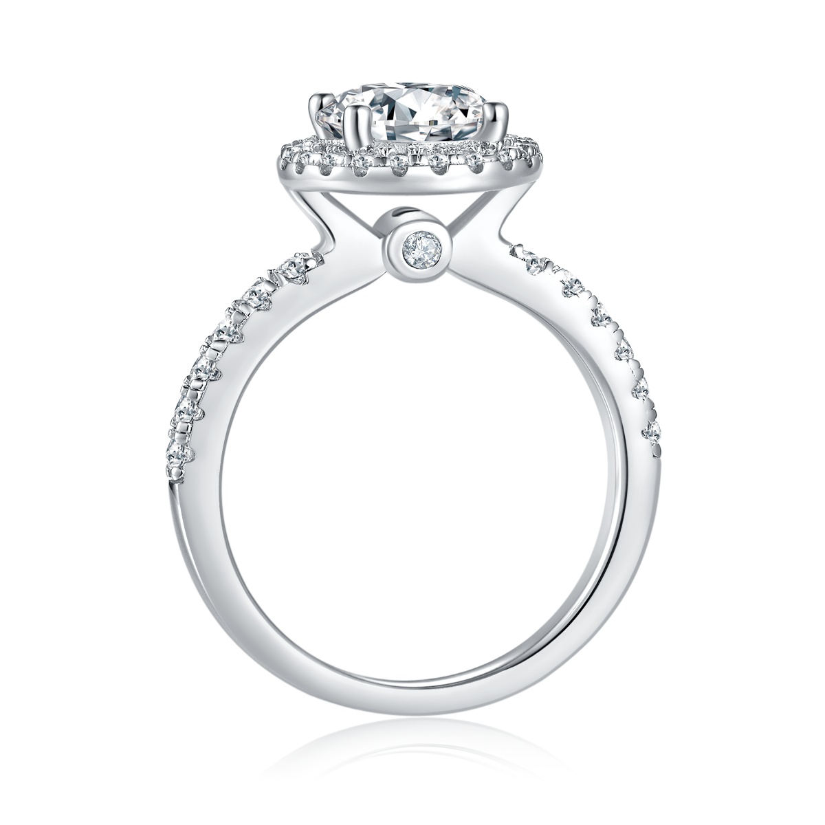 2Ct Moissanite Refined Design Halo Engagement Ring in Sterling Silver-Sterling Silver-lornajewelry