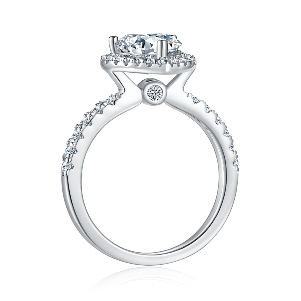 2Ct Moissanite Heart Cut Halo Engagement Ring in Sterling Silver-Sterling Silver-lornajewelry
