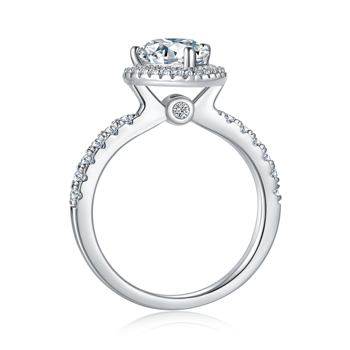 2Ct Moissanite Pear Cut Halo Chic Design Engagement Ring in Sterling Silver-Sterling Silver-lornajewelry