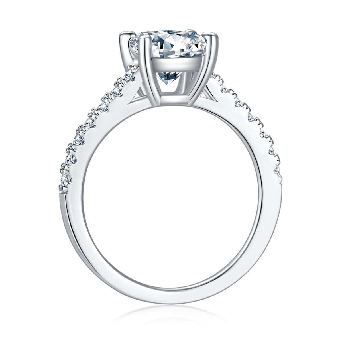 2Ct Moissanite Oval Cut Delicate Pave Engagement Ring in Sterling Silver-Sterling Silver-lornajewelry