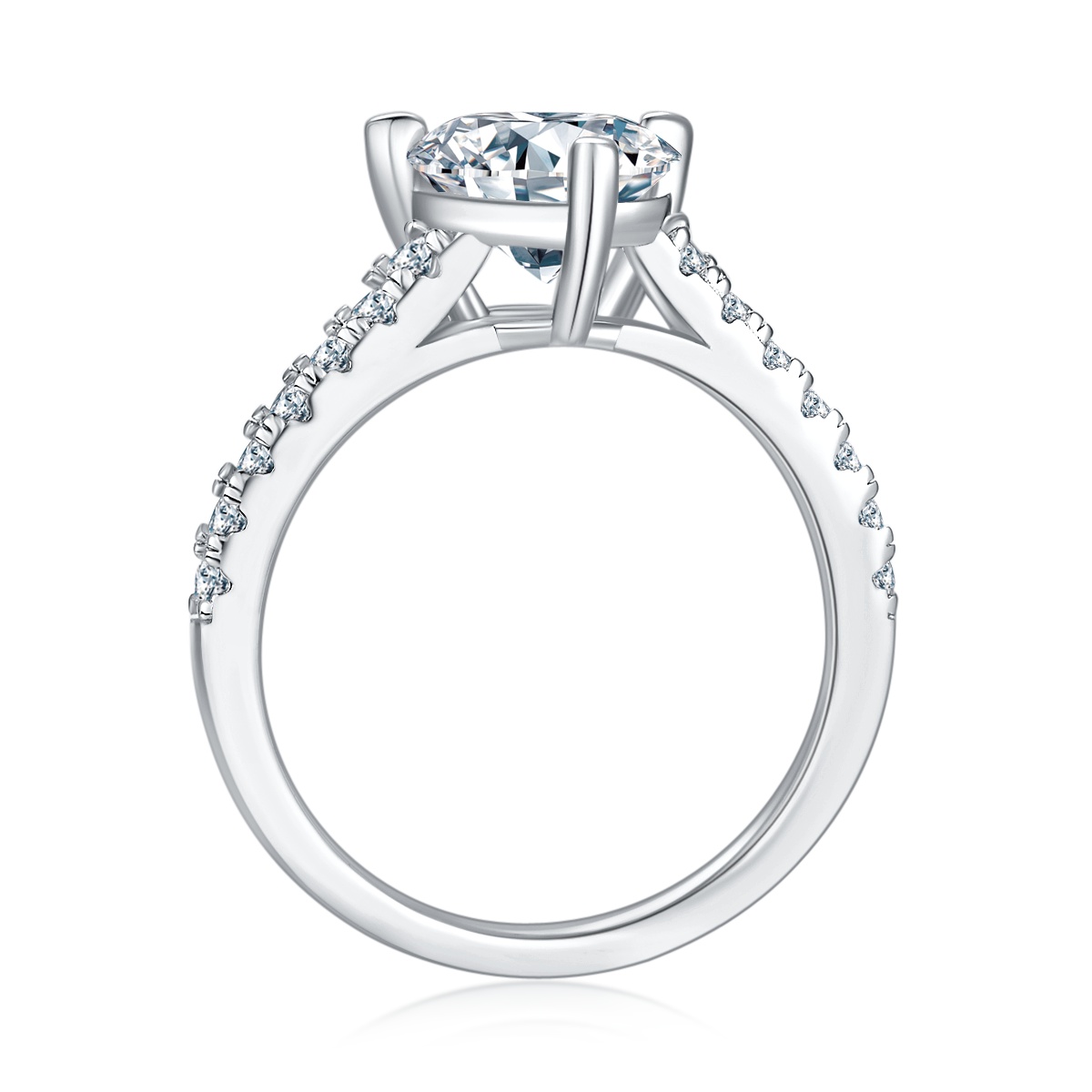 2Ct Moissanite Heart Cut Delicate Pave Engagement Ring in Sterling Silver-Sterling Silver-lornajewelry