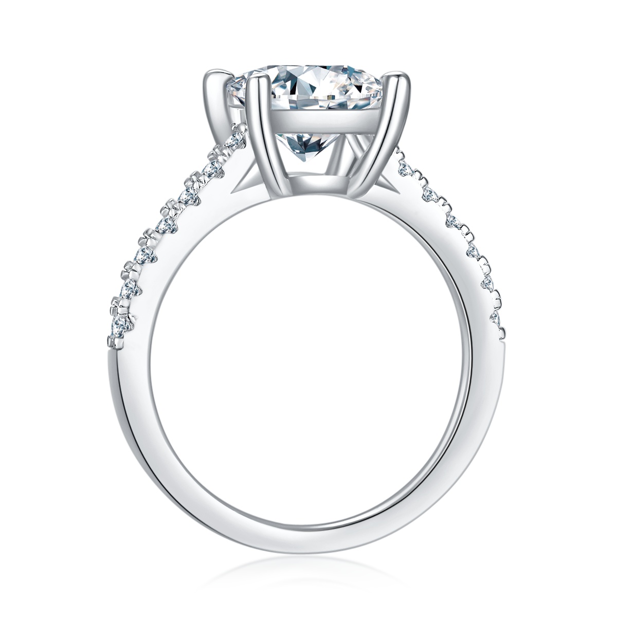 2Ct Moissanite Princess Cut Delicate Pave Engagement Ring in Sterling Silver-Sterling Silver-lornajewelry