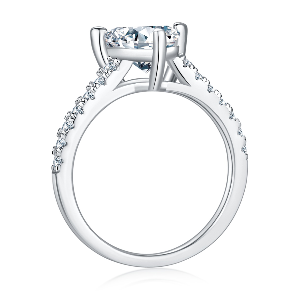 2Ct Moissanite Trillion Cut Delicate Pave Engagement Ring in Sterling Silver-Sterling Silver-lornajewelry