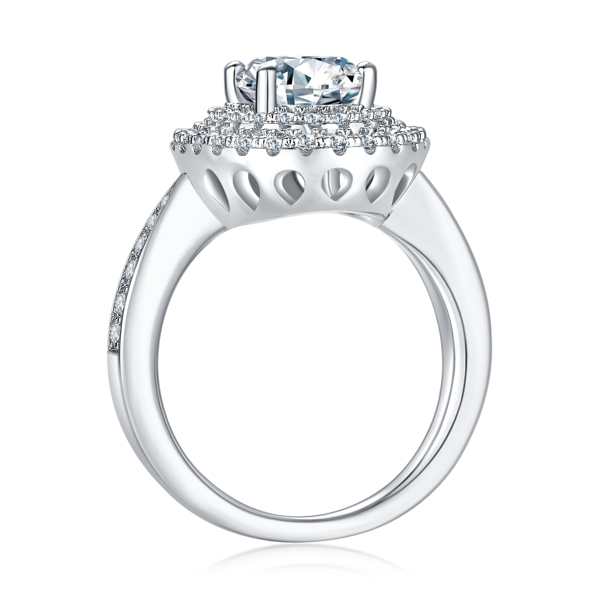 2Ct Moissanite Oval Cut Luxury Halo Engagement Ring in Sterling Silver-Sterling Silver-lornajewelry