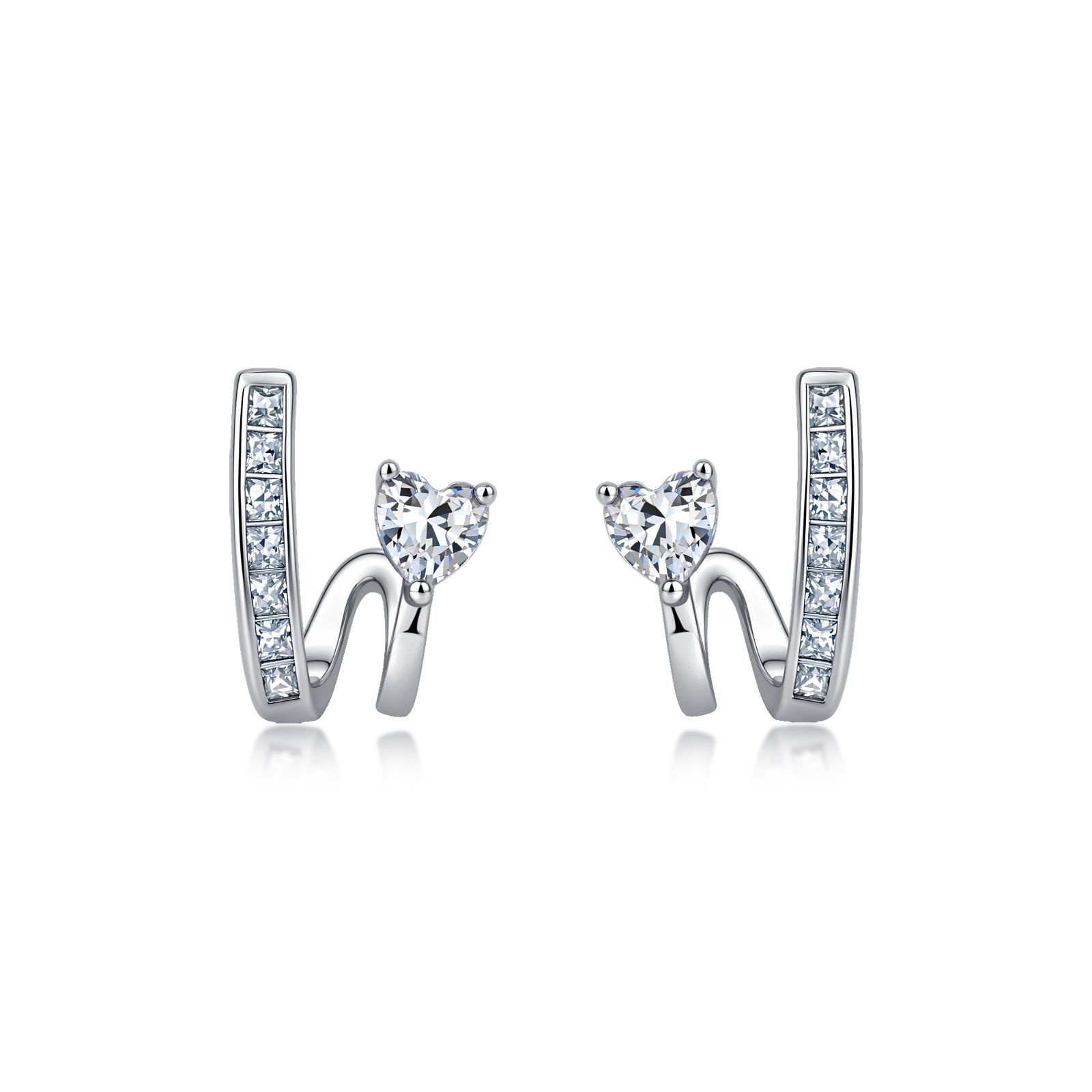 2.4 Carat Moissanite Heart Cut Fashion Earrings in Sterling Silver-Sterling Silver-lornajewelry