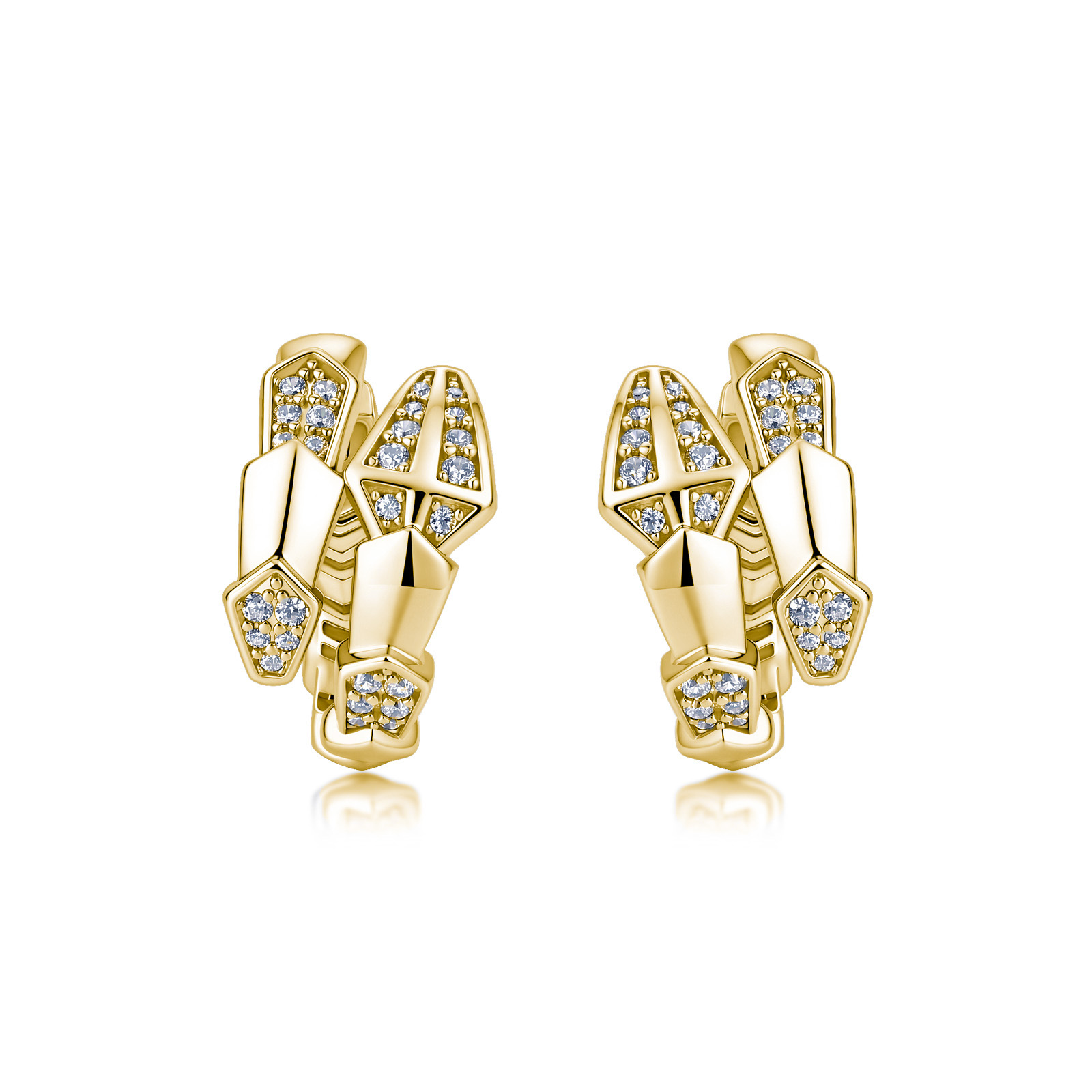 Moissanite Snake Design Hoop Earrings in Sterling Silver-Sterling Silver-lornajewelry