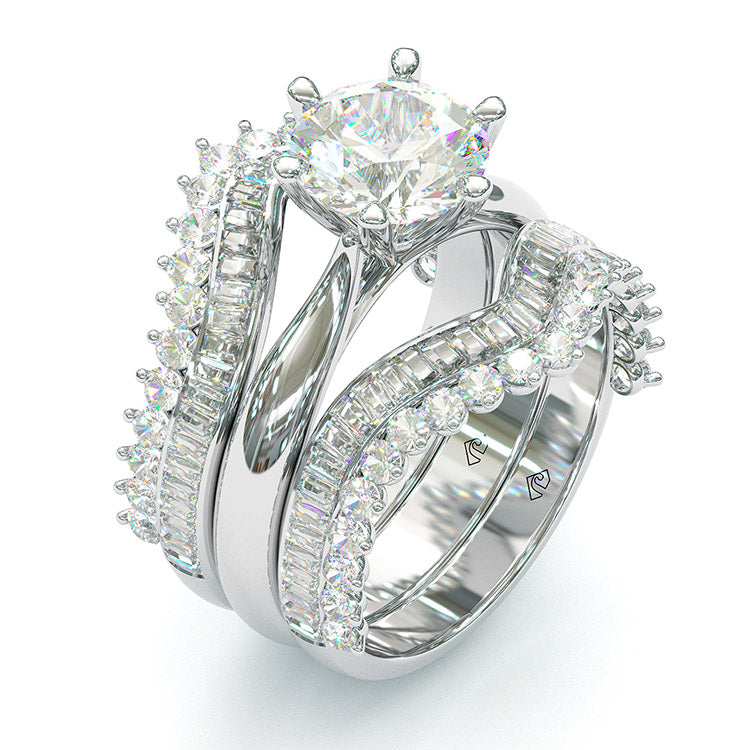 2Ct Round Cut Vintage Sterling Silver Wedding Ring Set-Sterling Silver-lornajewelry
