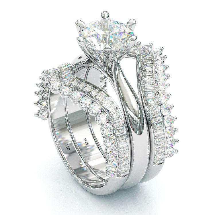 2Ct Round Cut Vintage Sterling Silver Wedding Ring Set-Sterling Silver-lornajewelry