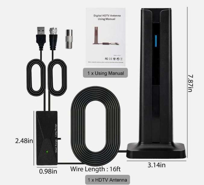 Digital TV Antenna for Smart TV Indoor,2026 TV Antenna with 3M Stick Base, 360&deg;&Long Range Reception 4K HDTV Antenna for Local Channels, Easy Installation Antennas for 1080P TVs Without Cable antenna  fortv