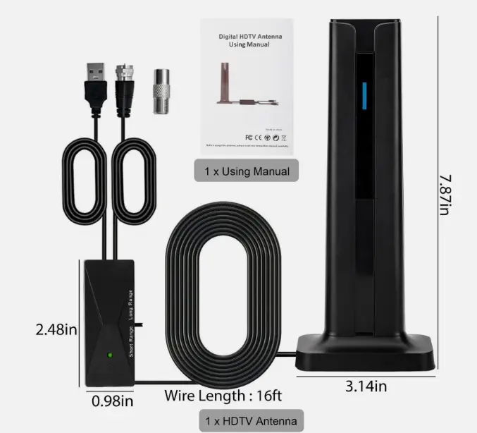 Antena de TV modelo 2026 con base adhesiva 3M, recepción omnidireccional de 360°, recepción a larga distancia de canales de TV locales en 4K HD, fácil instalación, recibe señales de TV 1080P sin necesidad de televisión por cable.