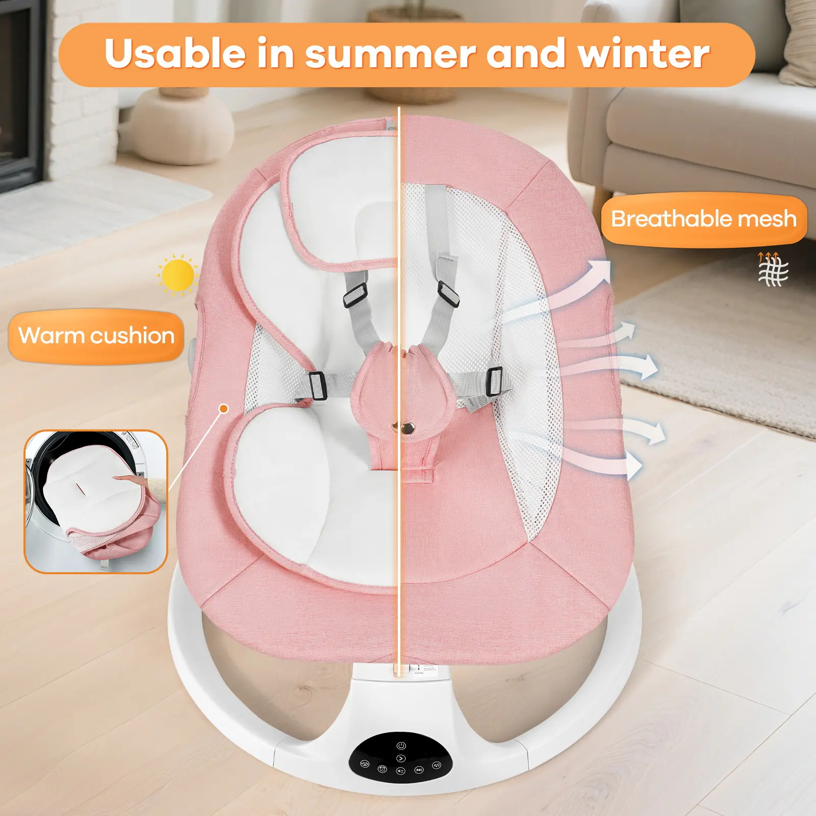 🎁 Rebajas de liquidación 💨 Silla de mecer eléctrica para bebés, con 5 velocidades de balanceo y 10 canciones de cuna, compatible con reproducción de música por Bluetooth y control remoto, y respaldo de ángulo ajustable
