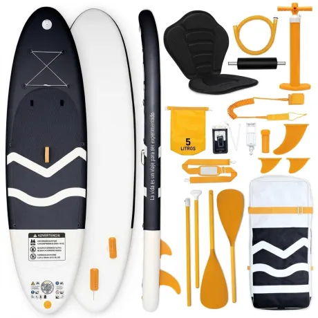 Esta tabla de paddle surf incluye todo el equipamiento, tiene un diseño hinchable y es apta para principiantes y familias: una tabla de paddle surf con accesorios de primera calidad.