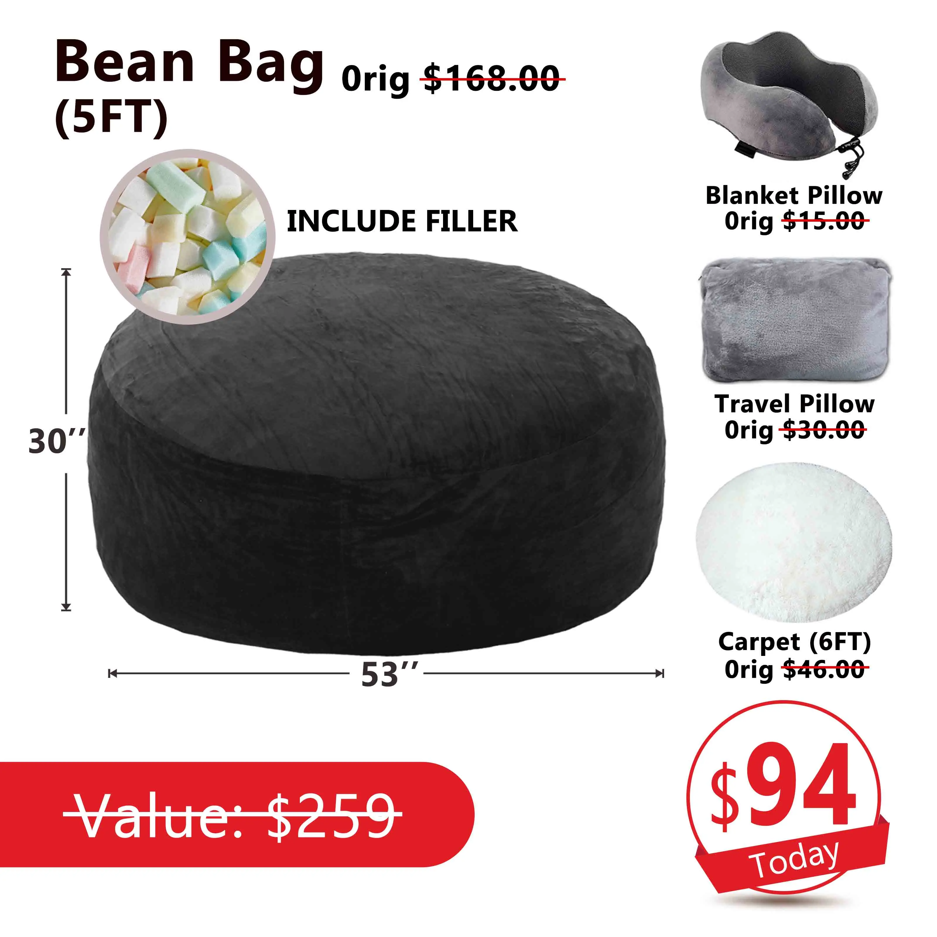Sofá tipo puf (con relleno incluido): 1,5 m / 2,1 m (incluye 3 regalos gratis)