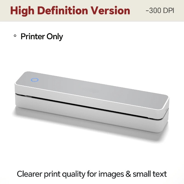 Impresora térmica inalámbrica portátil: admite papel tamaño carta estadounidense de 8,5" x 11" y papel térmico A4; impresora de documentos Bluetooth sin tinta.