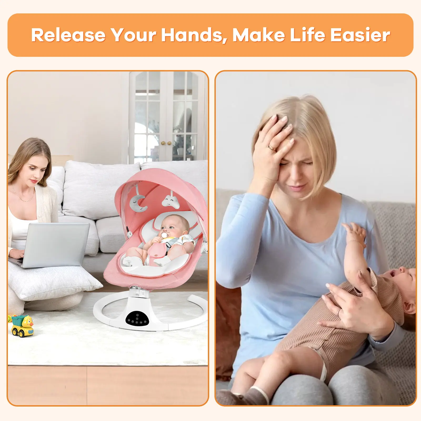 🎁 Rebajas de liquidación 💨 Silla de mecer eléctrica para bebés, con 5 velocidades de balanceo y 10 canciones de cuna, compatible con reproducción de música por Bluetooth y control remoto, y respaldo de ángulo ajustable