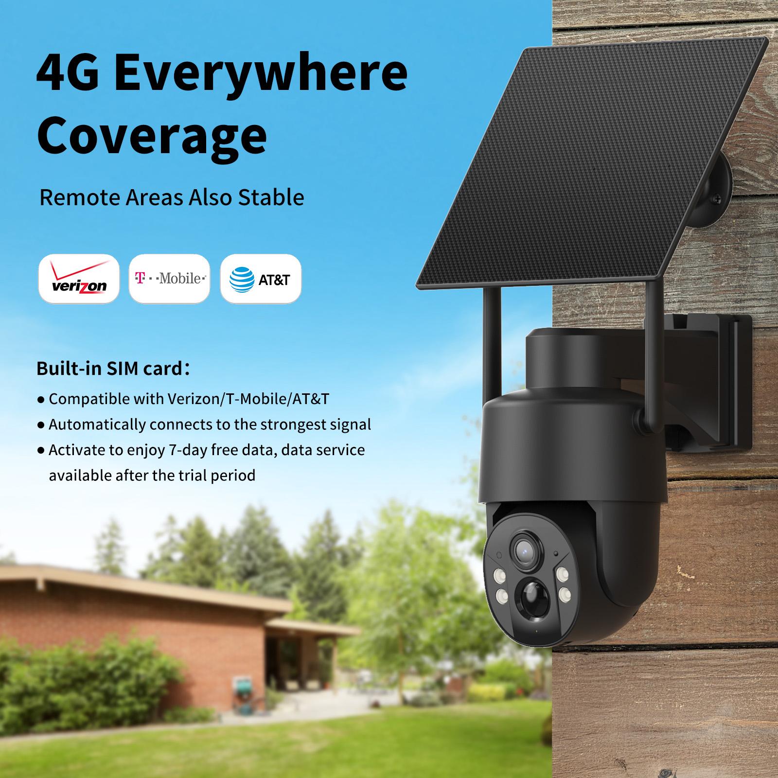[BackToSchool] 4G Solar Powered Digital Security Camera with 4MP HD Lens, Color Night Vision, Built-in Cellular Card, Remote Monitoring, IP65 Protection, No WiFi Outdoor Camera for Farm/Home (4G LTE Data Service Requires Activation)