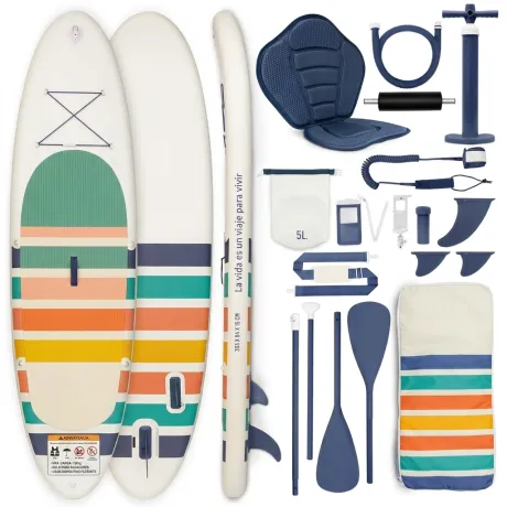 Esta tabla de paddle surf incluye todo el equipamiento, tiene un diseño hinchable y es apta para principiantes y familias: una tabla de paddle surf con accesorios de primera calidad.