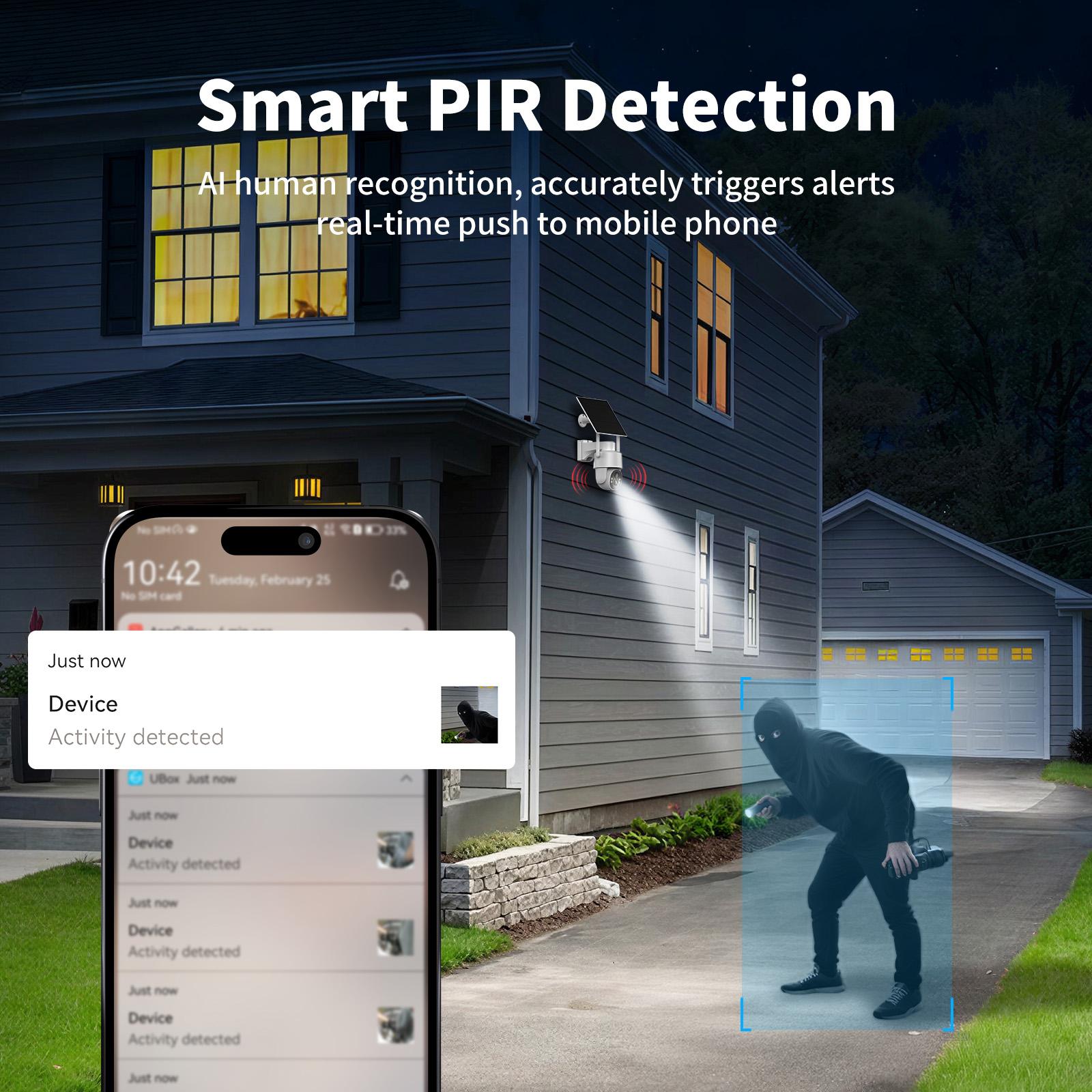 [BackToSchool] 4G Solar Powered Digital Security Camera with 4MP HD Lens, Color Night Vision, Built-in Cellular Card, Remote Monitoring, IP65 Protection, No WiFi Outdoor Camera for Farm/Home (4G LTE Data Service Requires Activation)